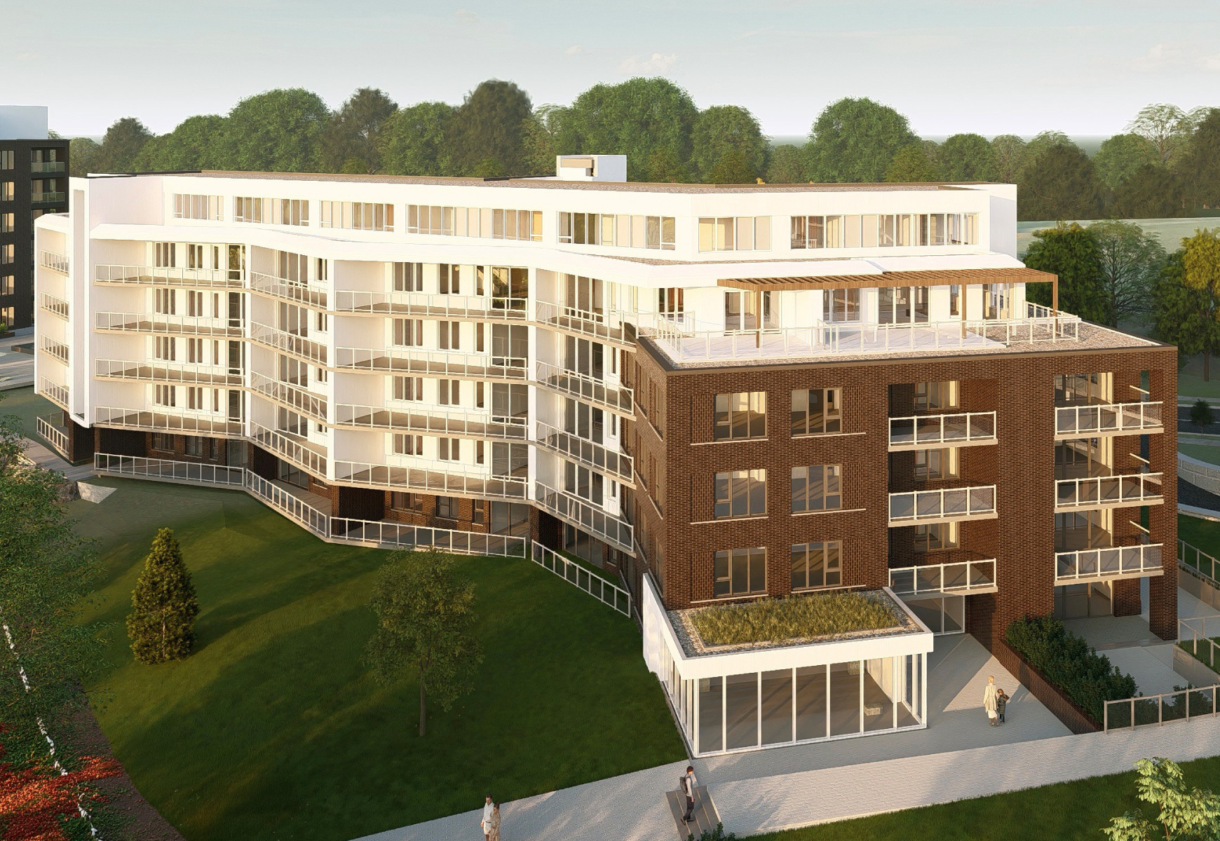 Façade avant d’Aqua Roca à Joliette, un projet immobilier réalisé par Moderno, promoteur immobilier dans Lanaudière